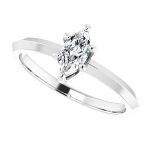 14K White Gold 7x3.5 mm Marquise Ring Mounting – image 8