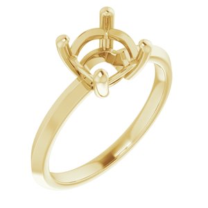 14K Yellow Gold 7 mm Cushion Ring Mounting – image 2