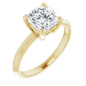 18K Yellow Gold 7 mm Cushion Ring Mounting