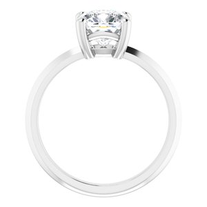 10K White Gold 7 mm Cushion Ring Mounting – image 3