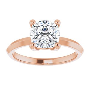 10K Rose Gold 7 mm Cushion Ring Mounting – image 5