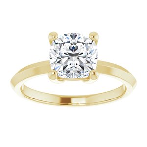 14K Yellow Gold 7 mm Cushion Ring Mounting – image 5