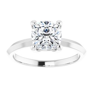 14K White Gold 7 mm Cushion Ring Mounting – image 5
