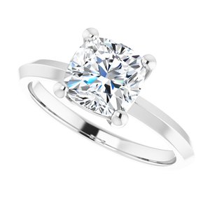 14K White Gold 7 mm Cushion Ring Mounting – image 8