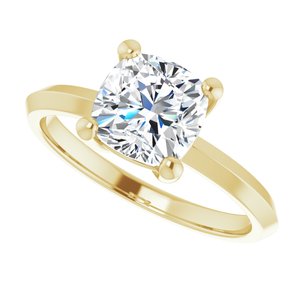 18K Yellow Gold 7 mm Cushion Ring Mounting – image 8