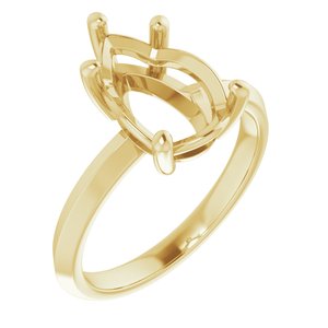 14K Yellow Gold 12x8 mm Pear Ring Mounting – image 2