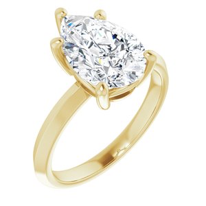 18K Yellow Gold 12x8 mm Pear Ring Mounting