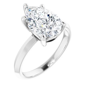 18K White Gold 12x8 mm Pear Ring Mounting