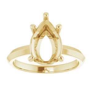 14K Yellow Gold 12x8 mm Pear Ring Mounting – image 6