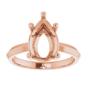 14K Rose Gold 12x8 mm Pear Ring Mounting – image 6