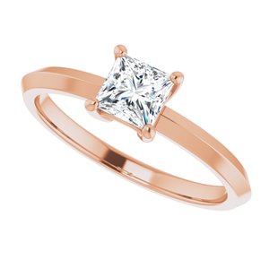 18K Rose Gold 4.5 mm Square Ring Mounting – image 7