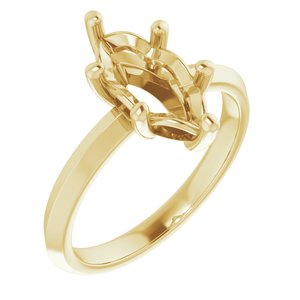 14K Yellow Gold 12x6 mm Marquise Ring Mounting – image 2
