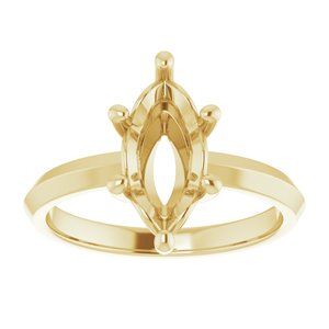 14K Yellow Gold 12x6 mm Marquise Ring Mounting – image 6