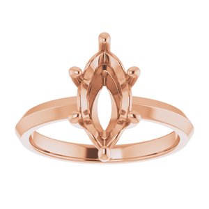 18K Rose Gold 12x6 mm Marquise Ring Mounting – image 6