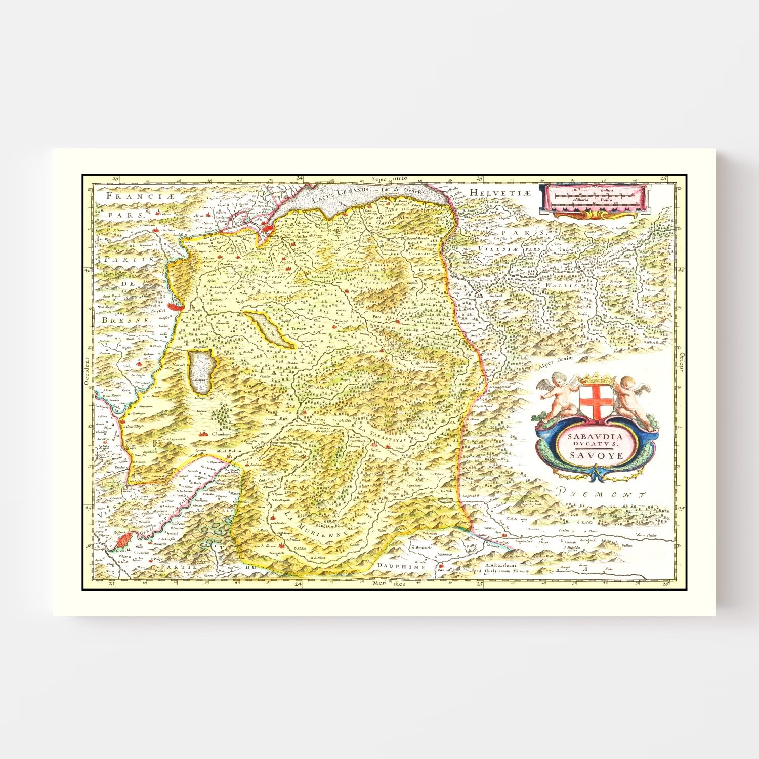 Vintage Map of the Savoy Region 1665