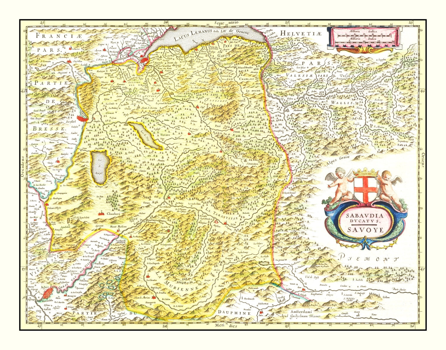 Vintage Map of the Savoy Region 1665