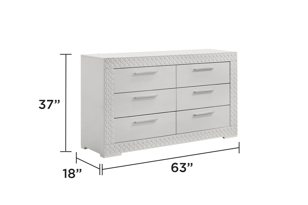 Blanca Modern Style 5 Pc Queen Bedroom Set with LED Headboard Made with Wood in White