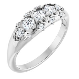 10K X1 White 3 mm Round Three-Stone Ring Mounting