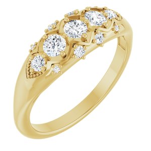 18K Yellow 3 mm Round Three-Stone Ring Mounting