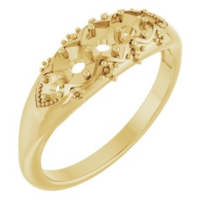 18K Yellow 3 mm Round Three-Stone Ring Mounting – image 2