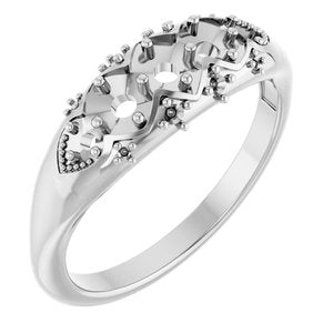 10K X1 White 3 mm Round Three-Stone Ring Mounting – image 2