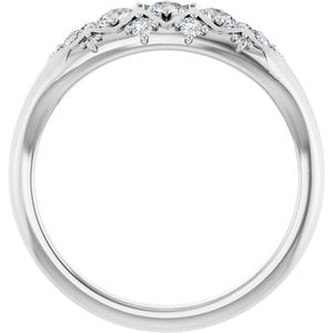 14K X1 White 3 mm Round Three-Stone Ring Mounting – image 3