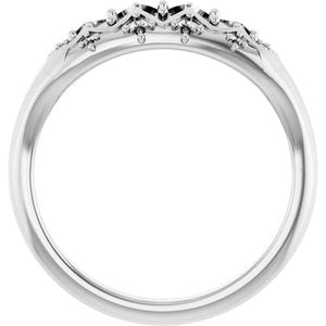 18K Palladium White 3 mm Round Three-Stone Ring Mounting – image 4