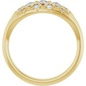 10K Yellow 3 mm Round Three-Stone Ring Mounting – image 3