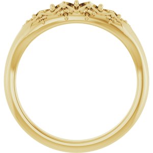 10K Yellow 3 mm Round Three-Stone Ring Mounting – image 4