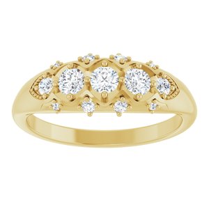 10K Yellow 3 mm Round Three-Stone Ring Mounting – image 5