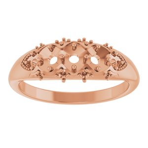 10K Rose 3 mm Round Three-Stone Ring Mounting – image 6