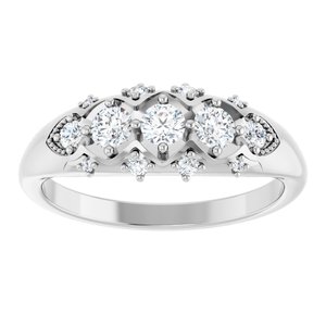 10K X1 White 3 mm Round Three-Stone Ring Mounting – image 5