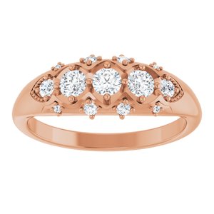 10K Rose 3 mm Round Three-Stone Ring Mounting – image 5