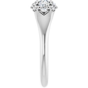 18K White 3 mm Round Three-Stone Ring Mounting – image 7