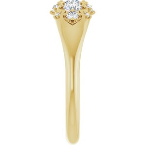 18K Yellow 3 mm Round Three-Stone Ring Mounting – image 7