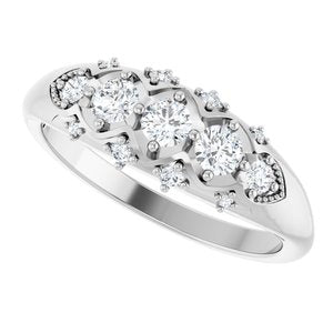 18K Palladium White 3 mm Round Three-Stone Ring Mounting – image 8
