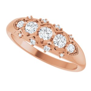 10K Rose 3 mm Round Three-Stone Ring Mounting – image 8