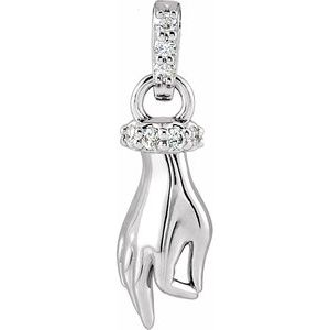 14K White Gold .05 CTW Natural Diamond Hand of Buddha Pendant