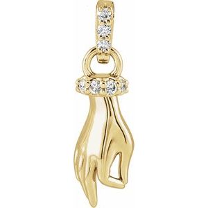 14K Yellow Gold .05 CTW Natural Diamond Hand of Buddha Pendant