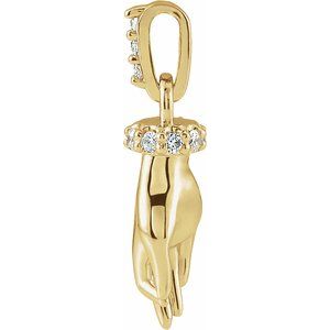 14K Yellow Gold .05 CTW Natural Diamond Hand of Buddha Pendant
