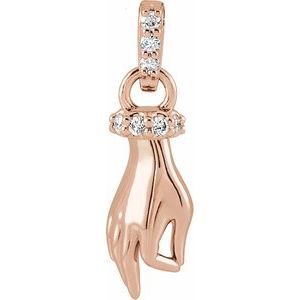 14K Rose Gold .05 CTW Natural Diamond Hand of Buddha Pendant