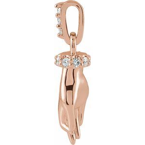14K Rose Gold .05 CTW Natural Diamond Hand of Buddha Pendant