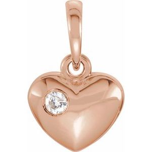 14K Rose Gold .03 CT Natural Diamond Heart Pendant
