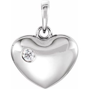 Sterling Silver .05 CT Natural Diamond Heart Pendant
