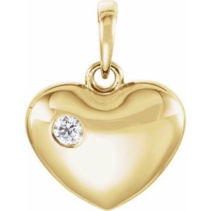 14K Yellow Gold .05 CT Natural Diamond Heart Pendant