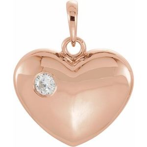 14K Rose Gold 1/10 CT Natural Diamond Heart Pendant