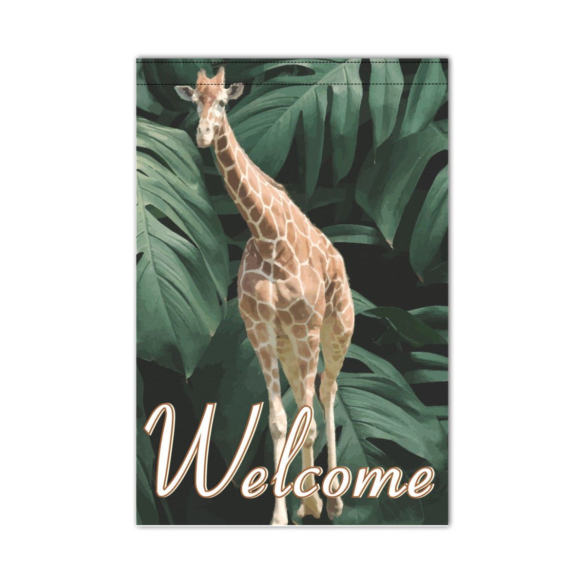 Tall Giraffe Welcome Garden Flag 12x 18 inch (Made in USA)