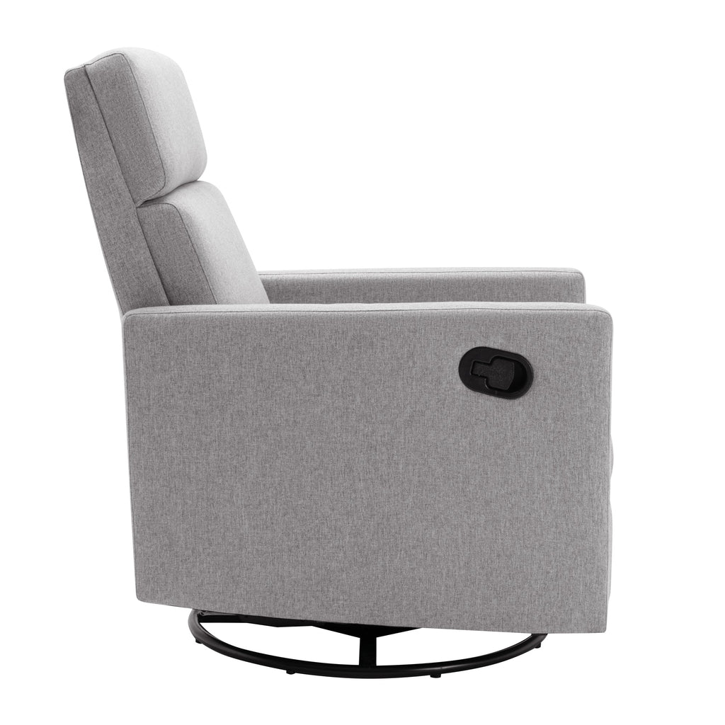 Modern Upholstered Rocker Nursery Chair Plush Seating Glider Swivel Recliner Chair, Gray Linen