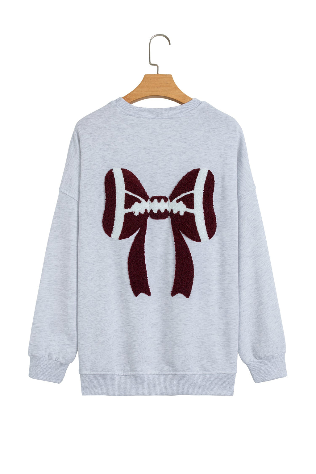 Game Day Rugby Bow Chenille Embroidered Oversized Sweatshirt
