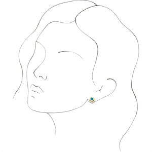 14K Yellow Gold Natural Turquoise & 1/8 CTW Natural Diamond Earrings – image 3